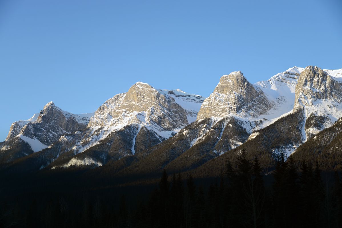 19A Mount Rundle Ridge East End Just After Sunrise From Trans Canada Highway Near Canmore In Winter